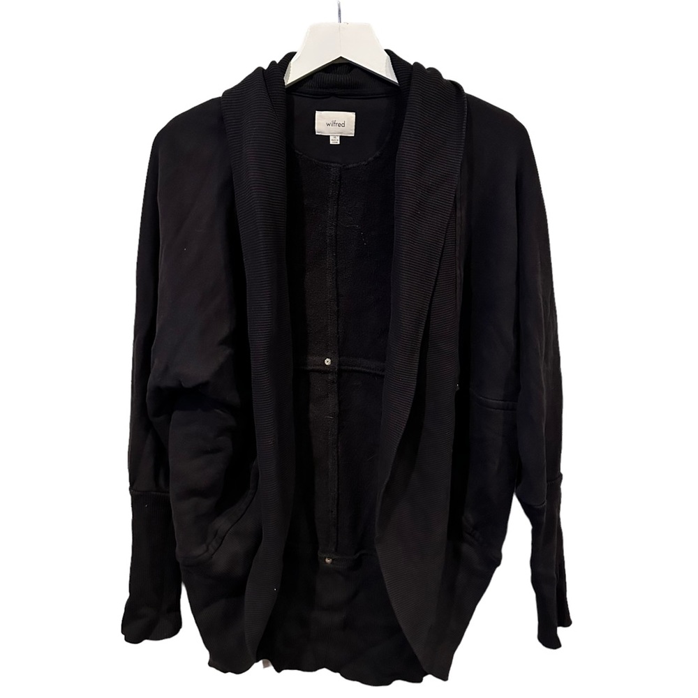 Wilfred Aritzia Cardigan Sweater Black Open Front Shawl grunge‎ goth studded